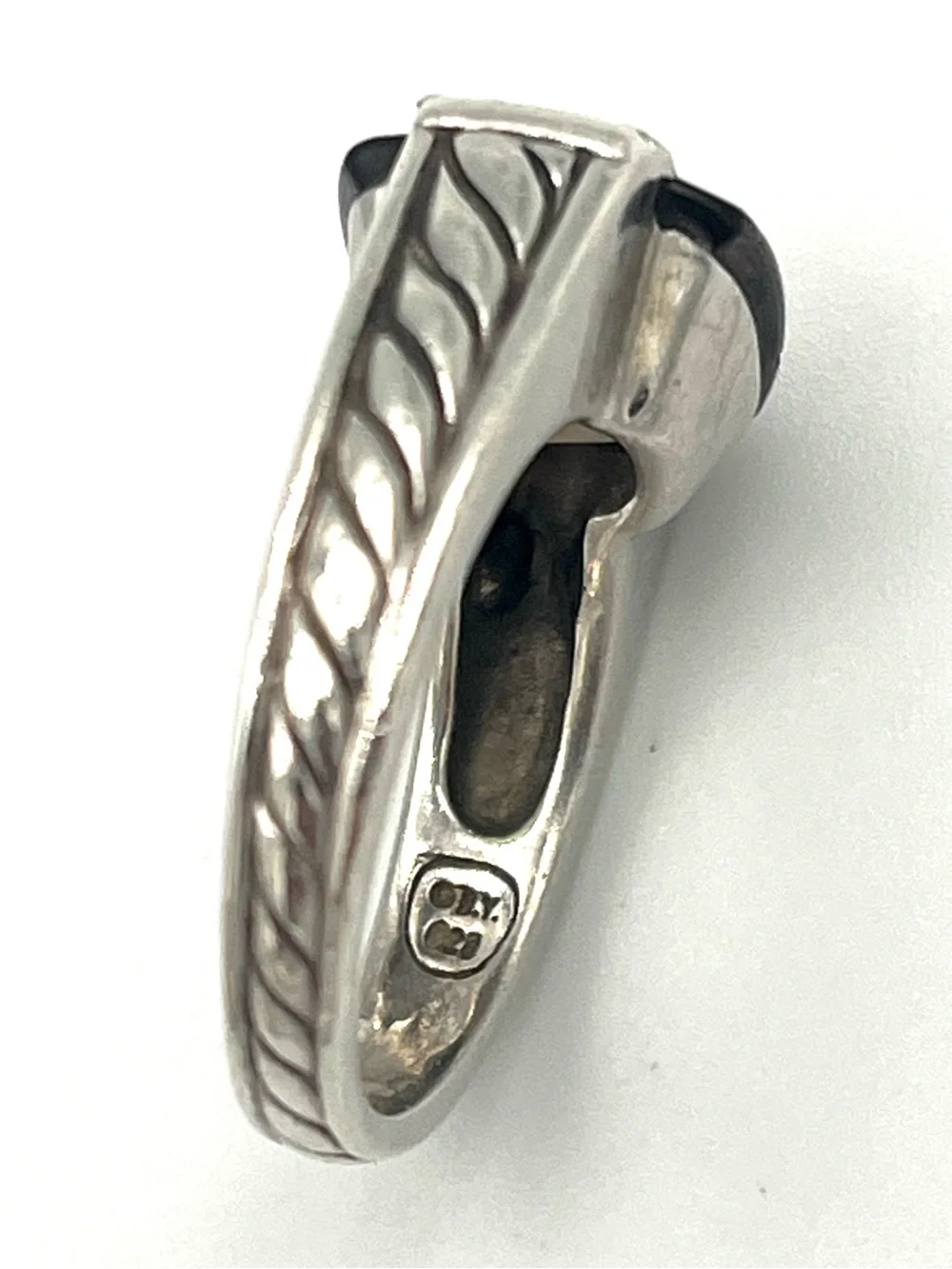 David Yurman Smoky Quartz Cushion-Cut with Diamond Sterling Silver Ring - size 6